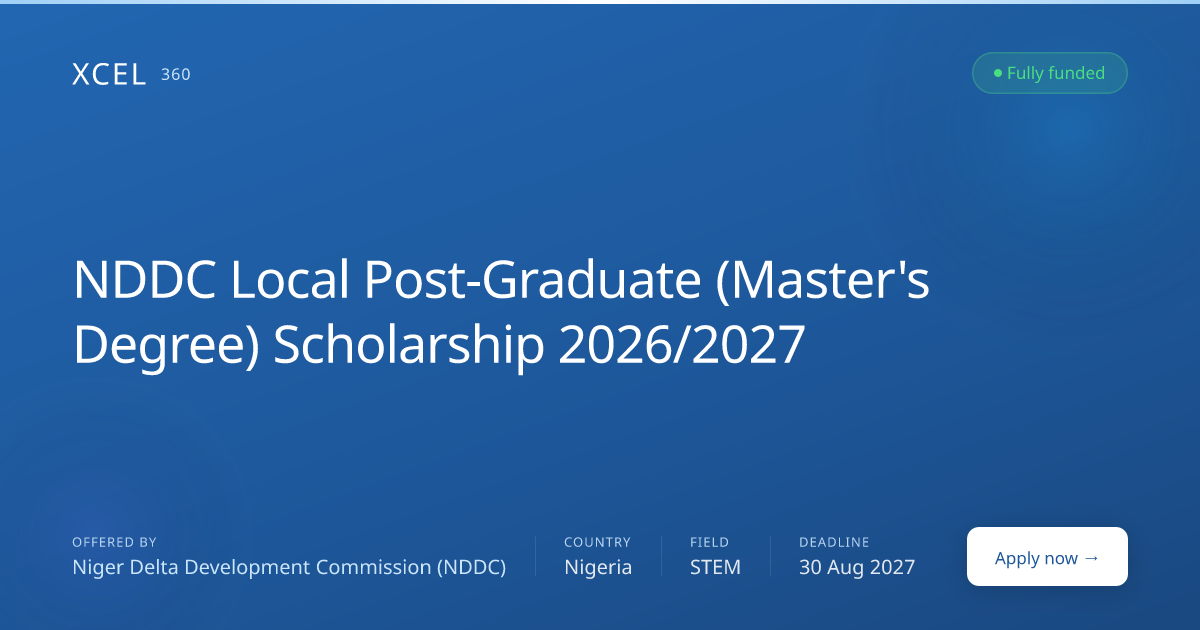 NDDC Local Post-Graduate (Master's Degree) Scholarship 2026/2027 poster